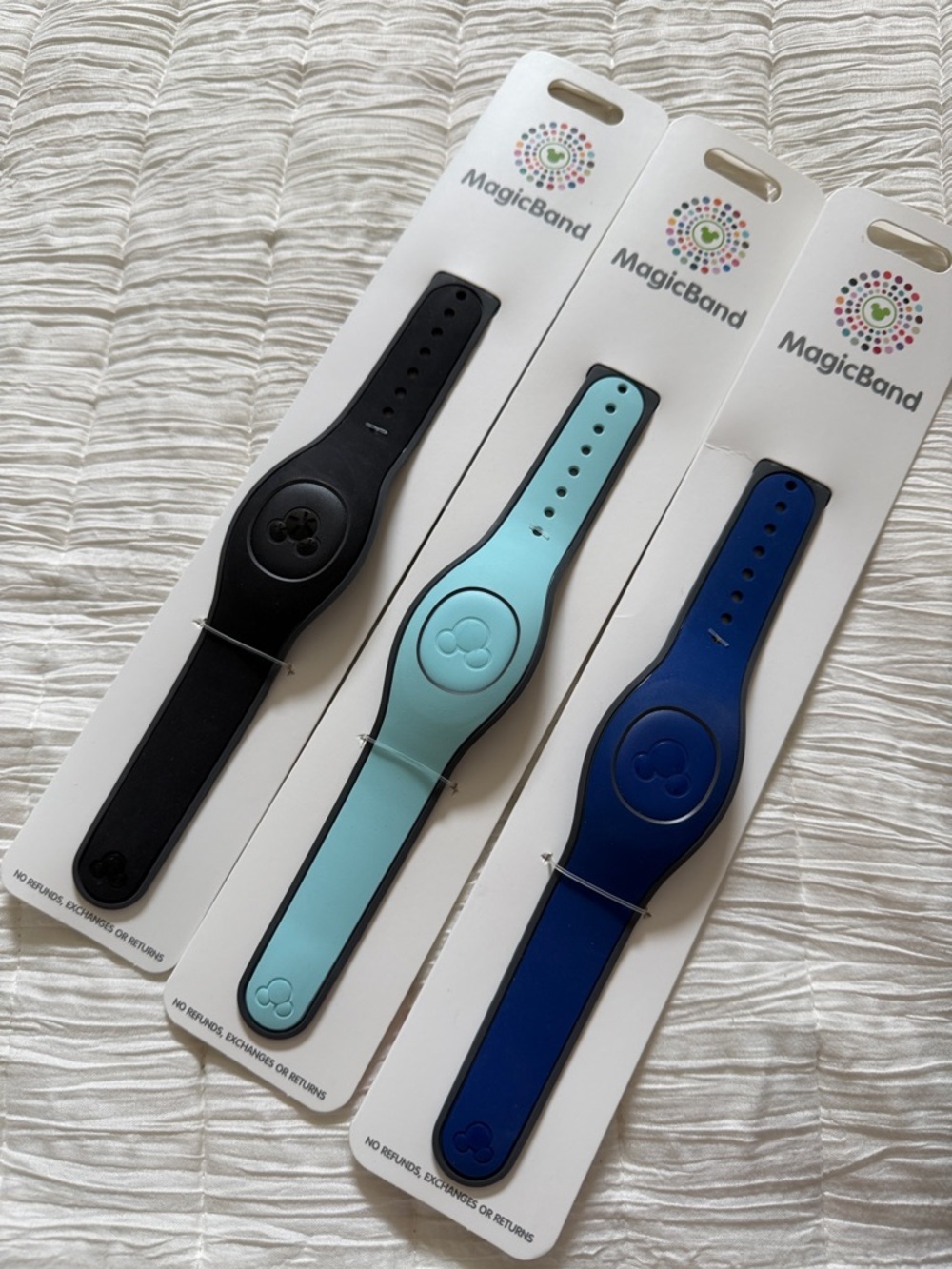 Lot of 3 Disney Magicbands Silicone Activity Wristband - Black, Light Blue, Navy